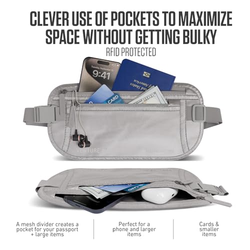 Travel Money Belt, RFID Blocking for Men & Women - Ideal for Keeping Your Cash, Credit Card, Passport, Phone Safe When Traveling (Sleek Silver) - Thumbnail 2