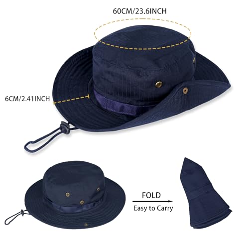 Image of Sun Hats for Men Women Boonie Hat UPF 50+ Bucket Hat Wide Brim UV Protection Fishing Hiking Safari Outdoor Hats