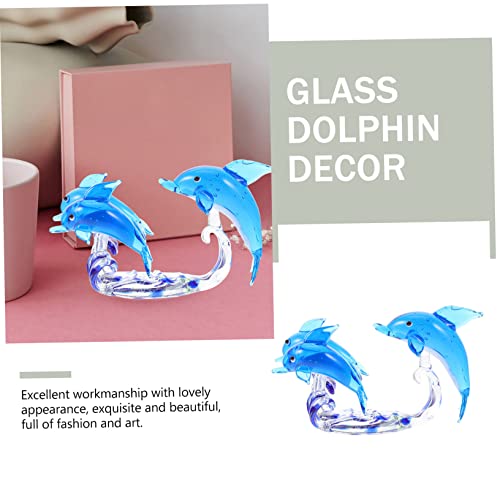Homsfou Ornament Office Desktop Mediterranean Paperweight Birthday Tabletop Fish Adornment Craft Kids Hand Gifts Dolphin L Unique Miniature Table Glass Xxcm Crystal Adorn Nautical #TOP6