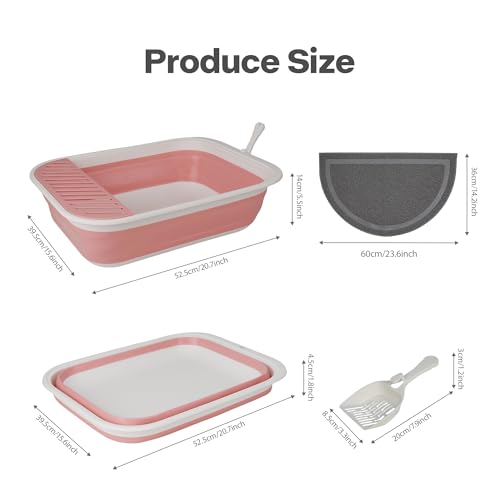 Caja de arena plegable para gatos Pawise color rosa miniatura 2
