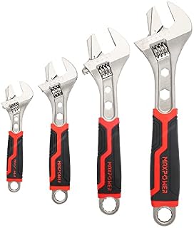 MAXPOWER Adjustable Spanner Set, 4PCs Adjustable Wrench Set Multifunctional Pipe Wrench with Reversible Wide Opening Jaw (6"/150mm, 8"/200mm, 10"/250mm and 12"/300mm)
