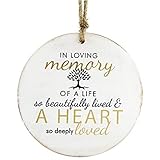 AuldHome Round Wood Memorial Christmas Ornament, Handcrafted Wooden Decoration in Remembrance / for Loss of Loved One, 4-Inch