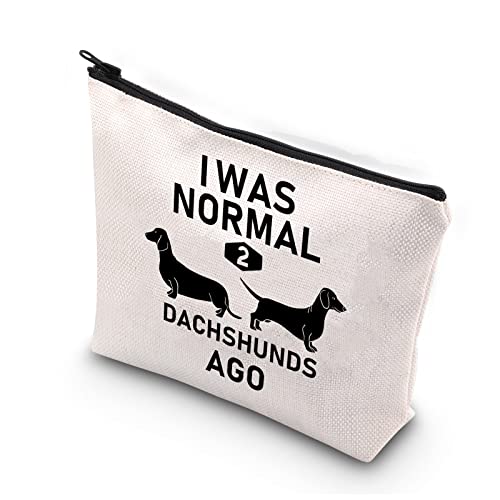 PLITI Dachshund Cosmetic Bags for women Dachshund Lover Gift I Was Normal 2 Dachshunds Ago Dachshund Gift(2 dachshunds agoU)