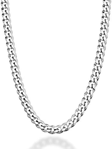 MiaBella Solid 925 Sterling Silver Italian 5mm Diamond Cut Cuban Link Curb Chain Necklace for Women Men, 16"-18"-20"-22"-24"-26"-30"