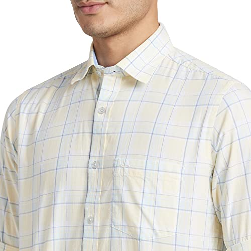 Image of Colorplus Men's Pure Cotton Checks Pattern Tailored Fit Spread Collar Full Sleeve Casual Shirt