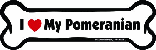 Imagine This Company I Love My Breed Bone Shaped Pet Magnet; Removable Magnets for Cars, Fridges, Lockers & More, Stylish Pet Inspired Car Accessories, 2 x 7 inches, 1 Item, White/Black, Pomeranian