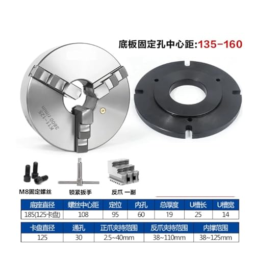 Mandrin auto-centrant à trois mors K11-125 vertical pour outillage de machine-outil