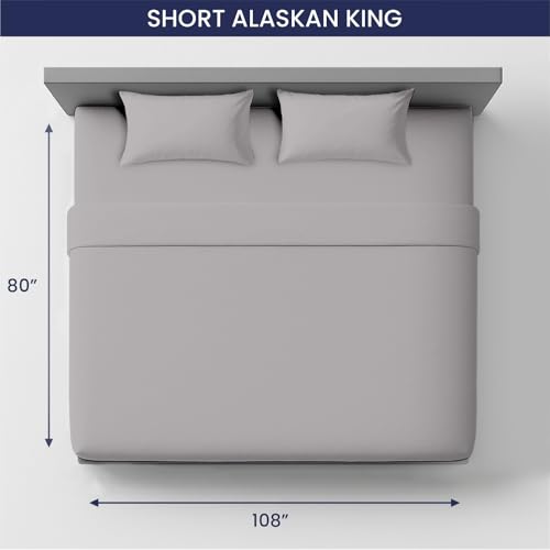 Image of SGI Bedding 108 inch W x 80 inch L 4Pc Short Alaskan King Sheet Set 100% Egyptian Cotton - 600 Thread Count, Fits 12 inch Deep Pocket - Soft Breathable Oversized Sheets, for Extra Large Beds - Light Grey