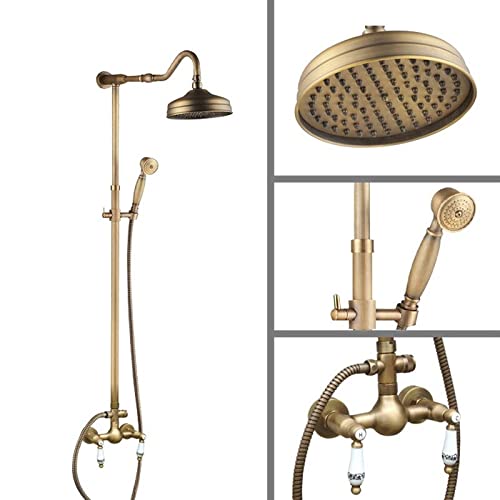 Robinet mitigeur de salle de bains mural laiton antique de douche
