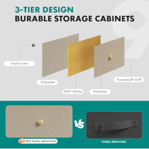 Image of OLIXIS 9 Drawer Storage Dresser with Wood Top - Wide Fabric Chest Organizer for Bedroom, Closet, Living Room,Tower Cabinet, TV Stand, Hallway Entryway Furniture,Khaki