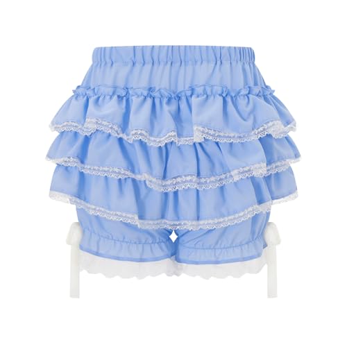 Image of Women Y2k Lolita Bloomers Ruffle Pumpkin Panties Bottom Lace Trim Layered High Waist Shorts Pettipants