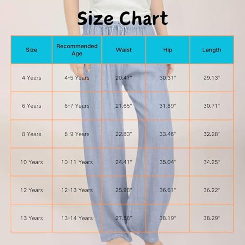Teen Girls Preppy Cotton Linen Pants Summer Lightweight Loose Fit Elastic Waist Plus Size Solid Lounge Long Trousers2
