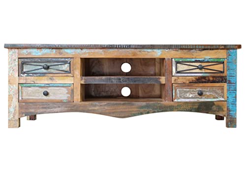 MASSIVMOEBEL24.DE NATURE OF SPIRIT #01 Mobile TV in legno riciclato – laccato/multicolore 140x45x50
