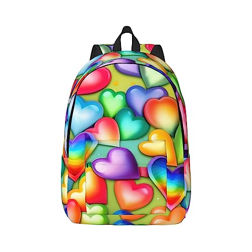 Sac à dos motif cœurs arc-en-ciel pour l'université et les trajets urbains
