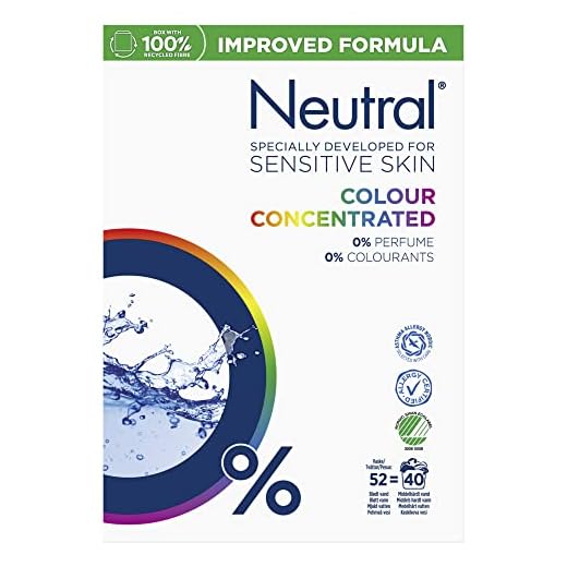 Neutral Tvättmedel För känslig hud och allergivänlig Colour Parfymfri Dermatologiskt testad, fri från färgämnen, Svanenmärkt 1,95 kg 52 tvättar