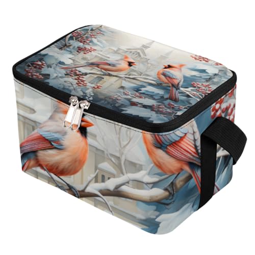GzLeyigou Lunch Bags for Women Men 9 Cans,Winter Bird Hot & Cold Food Delivery Bag Insulated Grocery Bag Insulated Lunch Box Snow Cooler Bag for Office Work Picnic Beach