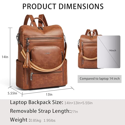 Image of Shrrie Vegan Leather Laptop Backpack for Women 15.6 inch Work Backpack Fashion Travel Backpack Purse for Business College