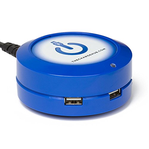 ChargeHub X3-3-Port USB Charger Desktop Charging Station 2.4A Per Port/25W - SmartSpeed Technology for iPhone X/8/7/6 Plus, iPad, Galaxy S9/S8/S7, Nexus, LG & Other Devices - Round (Blue)