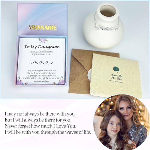 Image of Gifts for Women Christmas Birthday, Silver Wave Bracelets for Woman Mom Wife Grandma Daughter Granddaughter Friend Sister, The Waves of Life We've Through Together Mothers Day Graduation Gift