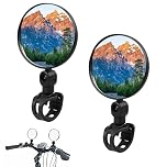 2 Pack Plastic Rear View Mirrors With Silicone Handle - 360° Rotatable, Adjustable Cycling Mirrors for Mountain Bikes, Electric Bikes & Scooters