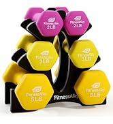Fitness Alley Neoprene Workout Dumbbells - Non Slip, Anti Roll Exercise & Fitness Dumbbells set w...