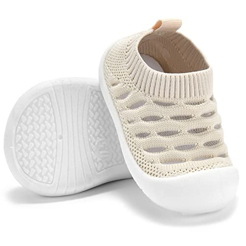 Image of Baby Shoes for Boys Girls - Infant Toddler First Walkers Non-Skid Slipper Shoes with Rubber Sole Sneaker