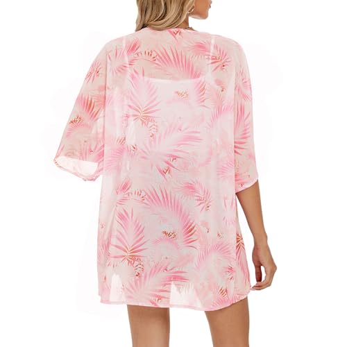 Zando Short Sleeve Kimono Cardigans Floral Kimono Cover Ups Womens Casual Shawl Cardigan Loose Open Front Kimono Tops2