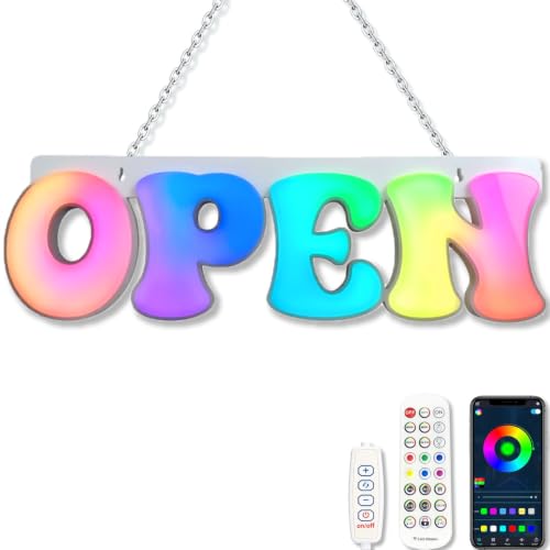 Image of Colorful Open Signs for Business,USB Powered,Smart App & Remote,Store Decor