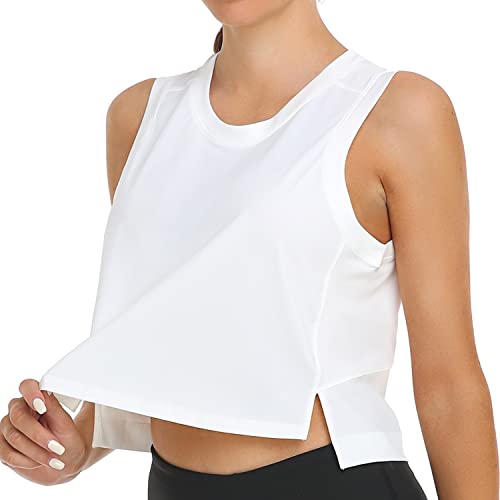 Colorfulkoala Women's Breezy Mesh Back Muscle Tank Loose Fit Workout Tops(S, White) #TOP3