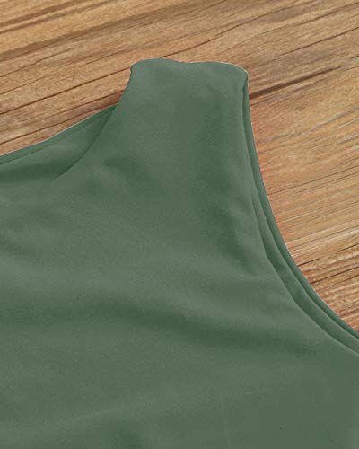 Women's Cut Out Tie Knot Front Scoop High Neck Tank Crop Top Bikini Swimsuit Top Only4