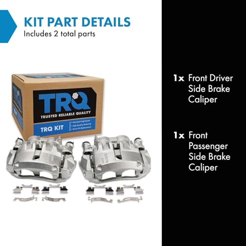 Image of TRQ Front Driver and Passenger Side Brake Caliper Set Caliper Brackets Hardware Compatible with 14-20 Ram ProMaster 1500 with Heavy Duty Brakes 14-20 Ram ProMaster 2500 with Heavy Duty Brakes