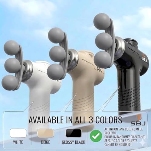 Image of SBJ Massage Gun Deep Tissue Muscle Pain Relief, 9 Adjustable Heads For Back, Shoulder & Body Pain Massager (White, Black, Beige)