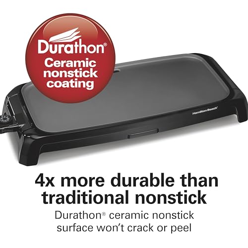 Hamilton-Beach-200-Sq-In-Electric-Griddle-With-Adjustable-Temperature-for-200-to-400-degrees-PTFE-PFOA-Free-Durathon-Ceramic-Reversible-Nonstick-Surface-Black-38522 Hamilton Beach 200 Sq In Electric Griddle With Adjustable Temperature for 200 to 400 degrees PTFE PFOA Free Durathon Ceramic Reversible Nonstick Surface Black 38522