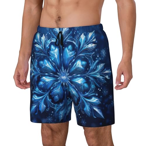 Blue Christmas Snowflake Print Men Stylish Functionality Swim Trunks Breathable Beach Shorts Surfing Gym Fishing2