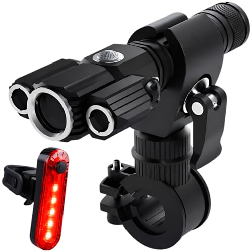 wkao 500 Lumens Lights Rechargeable Set, Led Light, 12-Hour Runtime, Taillight, Aluminum Alloy, USB Cables, Bracket Included