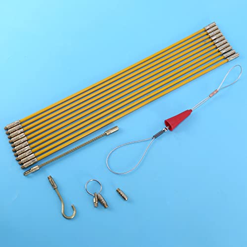Cucioki Rods Fish Tape 10.83FT Fiberglass Electrical Cable Threader Running Puller in Case 10Rods x 33cm, Yellow - Image 4