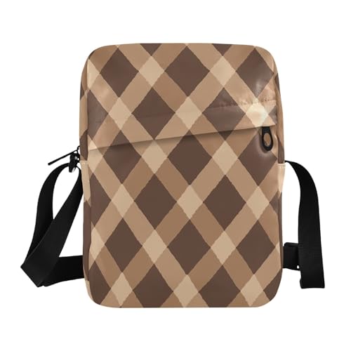 mens messenger bag crossbody Shoulder Bag Women's Purses Adjustable Strap for Outdoor Daily Outdoor Daily- Checkered Yellow White Brown
