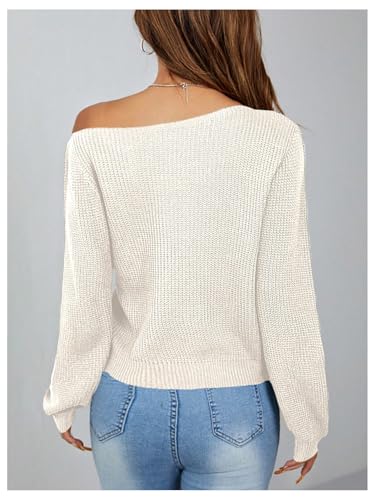 Women's Sweaters Off The Shoulder Tops Long Sleeve Knit Pullover Tops Fall Winter Outfits3