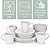 Elanze Designs 16-Piece Modern Luxury Chic Smooth Vintage Handmade Shape High Gloss Ceramic Stoneware Square Plate Mug & Bowl Kitchen Dinnerware 16 Piece Set - Service for 4, White
