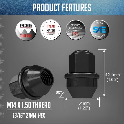 Image of Wheel Accessories Parts 24 Pcs M14x1.5 Lug Nuts for Ford F-150