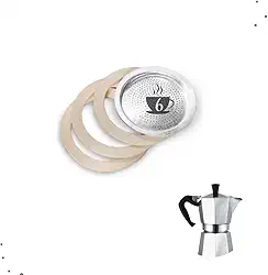 Filtro E Borrachas Vedação Para Cafeteira Italiana/Moka De Alumínio Reposição Tamanhos (6 xícaras)