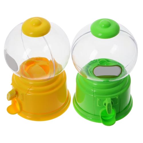 YARNOW Mini Candy Dispenser Machine Portable Plastic Sweet Gumball Vending Toy for Kids Classroom Desk Storage Yellow and Green