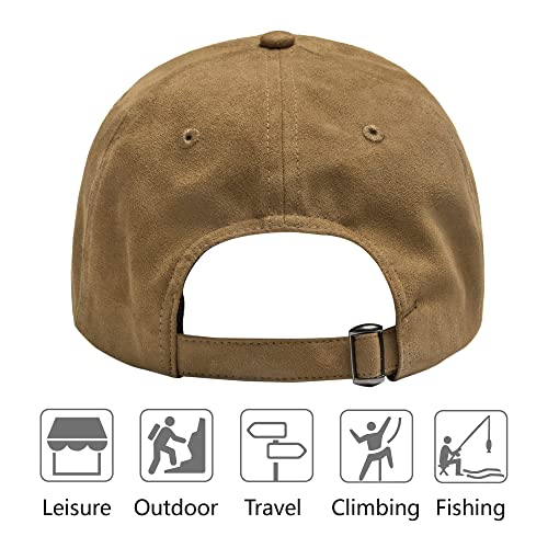 Zowya Unisex Plain Faux Suede Baseball Cap Women Men Adjustable Fitted Dad Hat Stylish Vintage Brown thumb #4