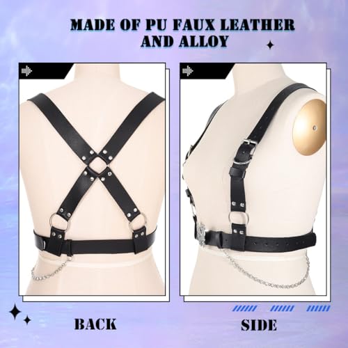 BODIY Women Goth Leather Harness Plus Size Waist Harness Belt Fashion Buckle Waist Belts Black Rave Body Harness2