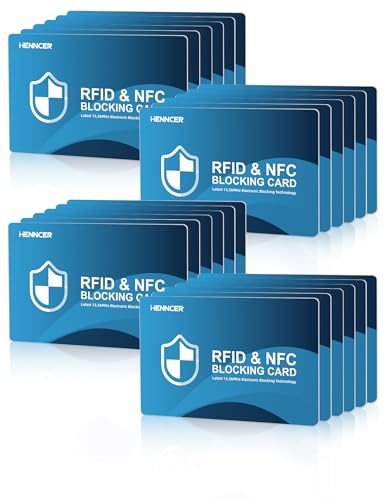 Image of NEW RFID Blocking Card,24 Pack Fuss Protection for Entire Wallet Shield, Credit Card Protector NFC Bank Debit Blocker, Identity Theft Prevention for Passport Travel Security (24, Blue)