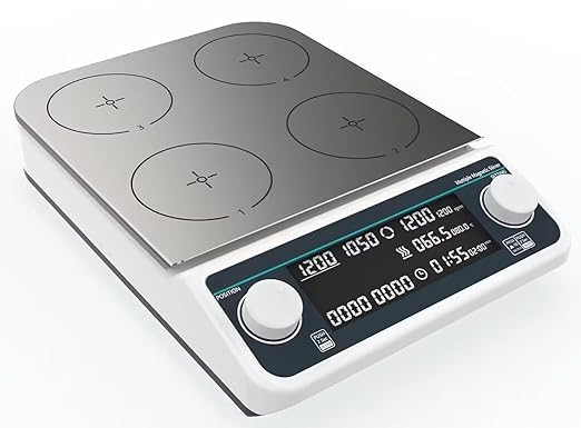 Hot Plate Multi-Position Magnetic Stirrer Lab Magnetic Stirrer with Speed 50-1200RPM Plate Size 110MM Max Stirring Volume4*500ML Anti-Corrosion Panels