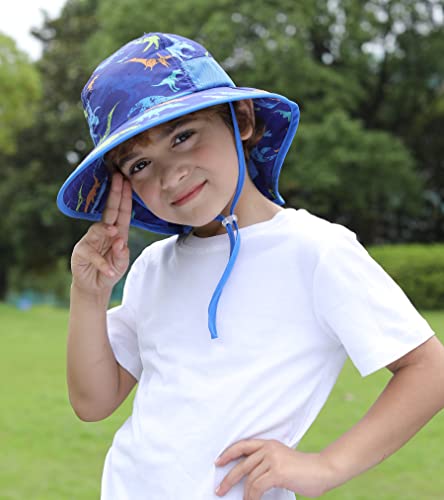Image of icolor Kids Sun Hat Toddlers UPF50+Bucket Summer Beach Play Sun Protection Hats with Neck Flap for Ages 3~10 Girl Boy