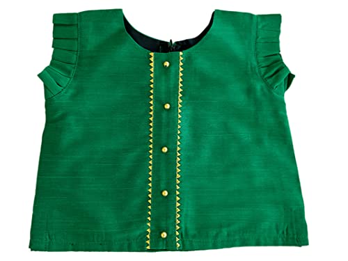 Stanwells Kids Orange and Magenta combo south indian Baby girls mirror work net Lehenga Choli set (3months to 8Years)