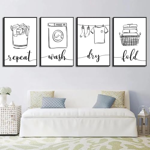 Peinture blanchisserie sur toile de qualit suprieure, art mural noir et blanc grand format 4 pces