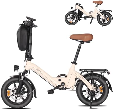 Bodywel T16PRO Bicicleta Eléctrica Plegable, 14" Mini E-Bike, 4.5 Pulgadas Pantalla LED, Batería 36V/7.8Ah, Frenos de Doble Disco y Suspensión Delantera